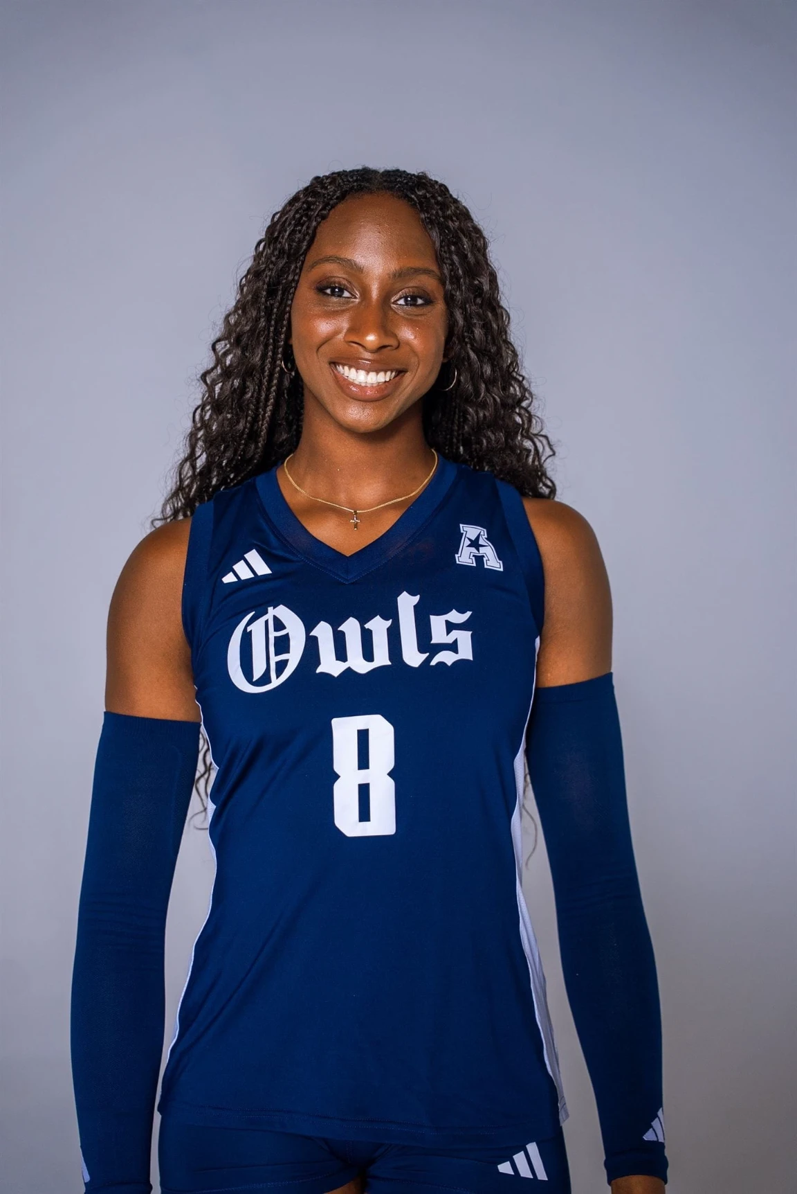 Lademi Ogunlana, Rice University volleyball middle blocker, wearing Owls jersey number 8
